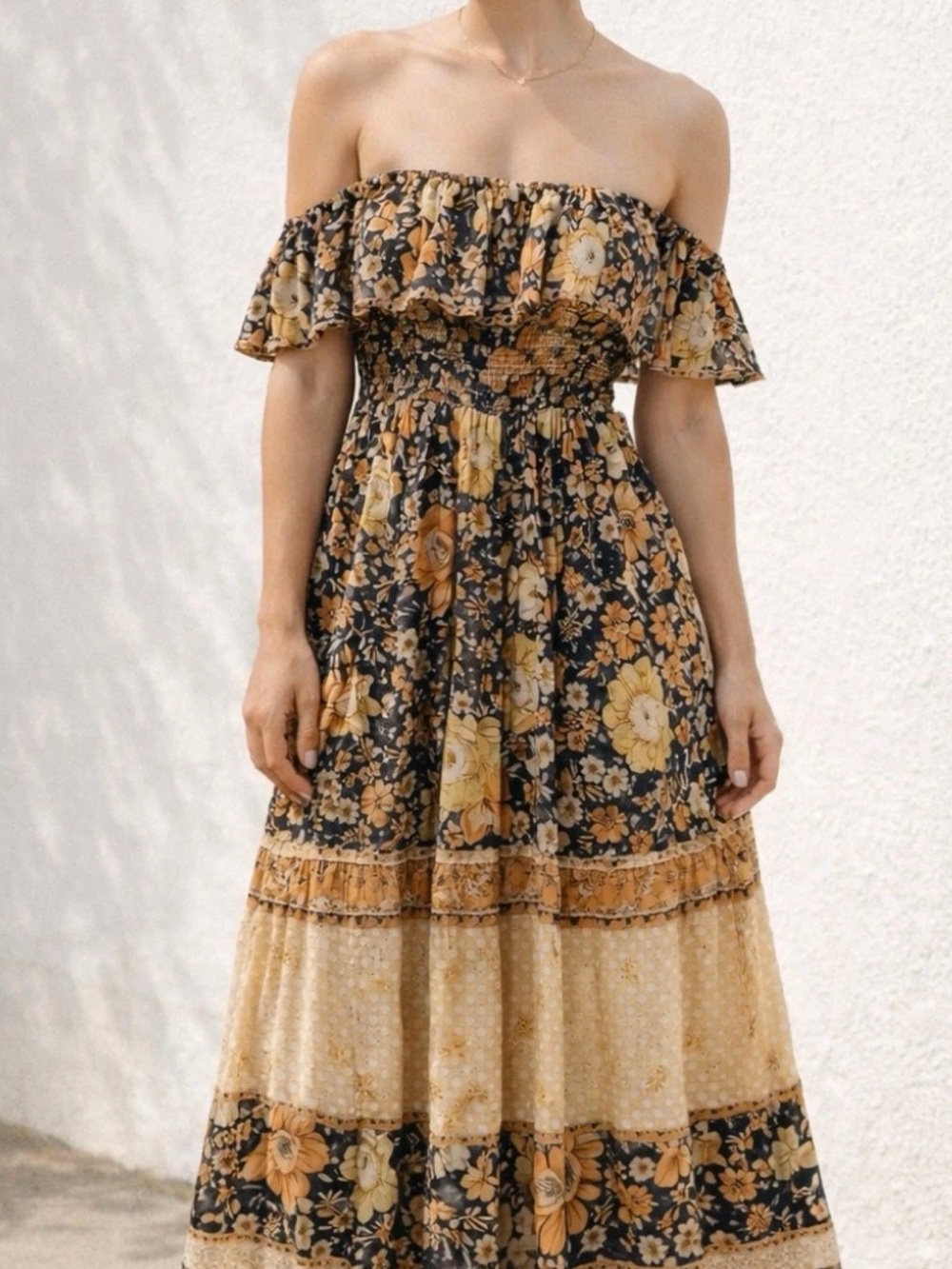 SPELL Hibiscus Lane Strapless Midi Dress — Floral — S